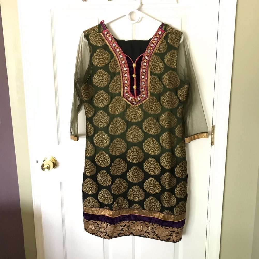 Multicolor Indian Silk with Net Dress